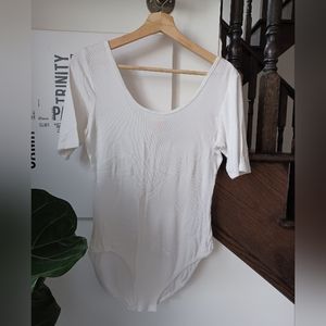 Smash & Tess Cotton White Ribbed Bodysuit